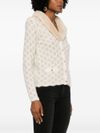 blugirl - Cardigan bianco con pelliccia e strass - 1