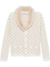 blugirl - Cardigan bianco con pelliccia e strass