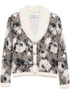 blugirl - Cardigan con stampa fiori e pelliccia