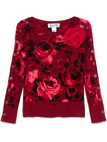 BLUGIRL - Maglia rossa girocollo con stampa a fiori