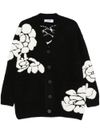 blugirl - Cardigan nero con stampa fiori bianchi