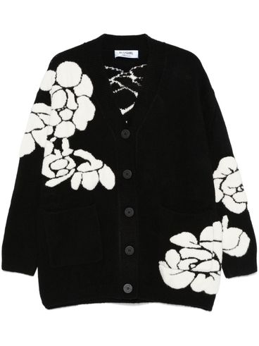 BLUGIRL - Cardigan nero con stampa fiori bianchi