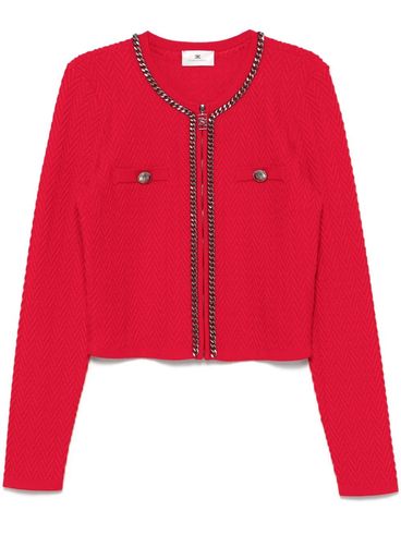 ELISABETTA FRANCHI - Cardigan rosso con catena argento