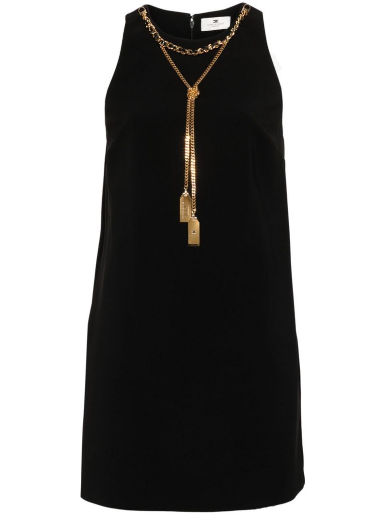 Black mini dress with gold chains