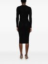 elisabetta franchi - Black midi dress with logo, fitted and semi-transparent - 1