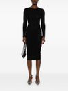 elisabetta franchi - Black midi dress with logo, fitted and semi-transparent - 4