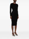 elisabetta franchi - Black midi dress with logo, fitted and semi-transparent - 3