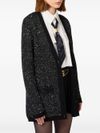 elisabetta franchi - Cardigan lurex argento e nero con tasche - 4