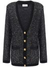 elisabetta franchi - Cardigan lurex argento e nero con tasche