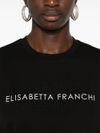 elisabetta franchi - T-shirt in cotone nero con logo stampato - 3