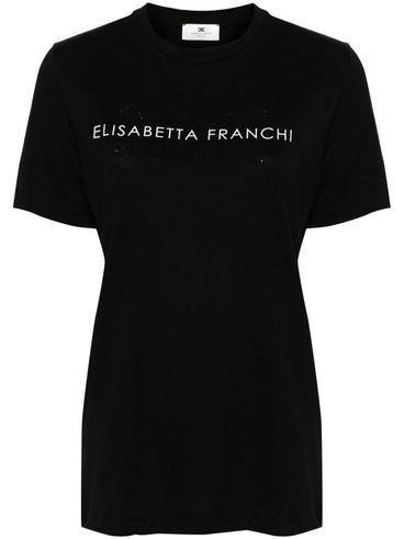 ELISABETTA FRANCHI - T-shirt in cotone nero con logo stampato