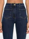 elisabetta franchi - Jeans in cotone a zampa con tasche - 4