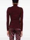 elisabetta franchi - Maglia bordeaux a collo alto con bottoni - 2