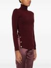 elisabetta franchi - Maglia bordeaux a collo alto con bottoni - 3