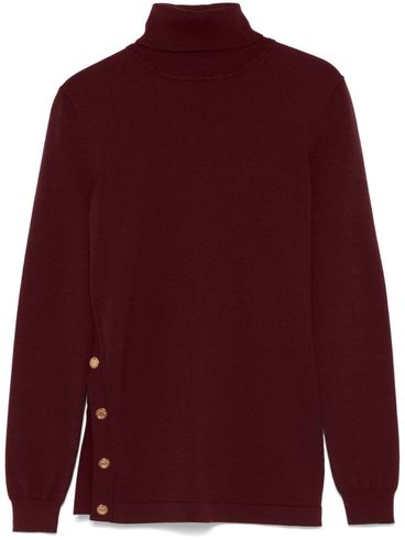 ELISABETTA FRANCHI - Maglia bordeaux a collo alto con bottoni