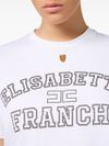 elisabetta franchi - T-shirt in cotone bianco con logo nero - 4