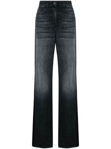 ELISABETTA FRANCHI - Jeans larghi in cotone con strisce laterali nere