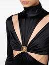 elisabetta franchi - Tuta lunga nera aderente cut-out - 4