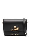 love moschino - Borsa a spalla in pelle sintetica nera con placca rana