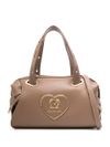 love moschino - Borsa a mano in pelle sintetica grigia con logo a cuore