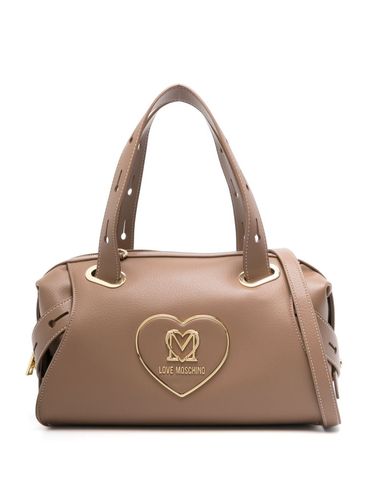 LOVE MOSCHINO - Borsa a mano in pelle sintetica grigia con logo a cuore