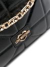 love moschino - Borsa shopping in pelle sintetica nera trapuntata con catena oro - 2