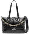 love moschino - Borsa shopping in pelle sintetica nera trapuntata con catena oro