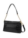 love moschino - Borsa a spalla in ecopelle nera effetto coccodrillo - 2