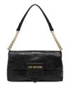 love moschino - Borsa a spalla in ecopelle nera effetto coccodrillo