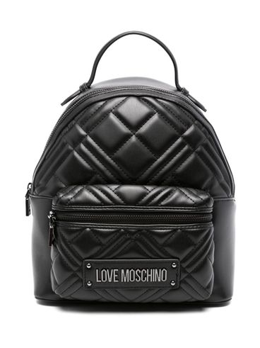 LOVE MOSCHINO - Zaino in ecopelle nera trapuntato con logo