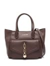 love moschino - Borsa a mano marrone in ecopelle con inserto oro