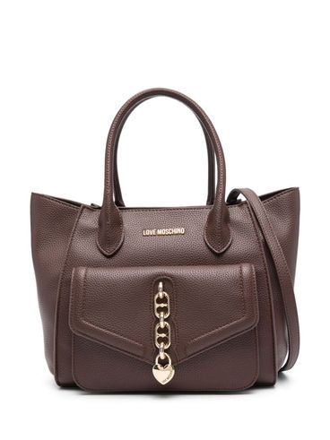 LOVE MOSCHINO - Borsa a mano marrone in ecopelle con inserto oro