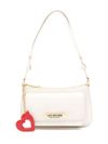 love moschino - Borsa a spalla in pelle sintetica bianca con specchio a forma di cuore