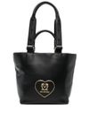 love moschino - Borsa a mano in ecopelle nera con logo a cuore