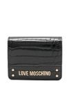 love moschino - Portafoglio piccolo nero in pelle sintetica effetto coccodrillo