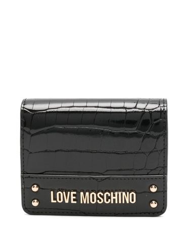 LOVE MOSCHINO - Portafoglio piccolo nero in pelle sintetica effetto coccodrillo