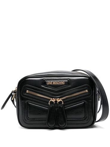 LOVE MOSCHINO - Borsa a tracolla in pelle nera con zip