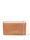 love moschino - Pochette in pelle sintetica beige effetto coccodrillo