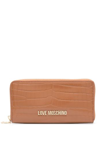 LOVE MOSCHINO - Portafoglio in pelle sintetica beige effetto coccodrillo con logo