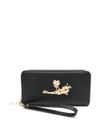 love moschino - Portafoglio in pelle sintetica nera con placca con rana e cuore