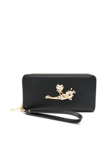 LOVE MOSCHINO - Portafoglio in pelle sintetica nera con placca con rana e cuore