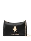 love moschino - Borsa a spalla nera con placca rana e cuore frontale