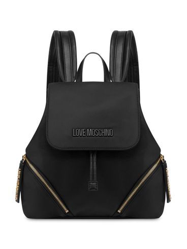 LOVE MOSCHINO - Zaino in tessuto nero con zip e logo