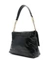 love moschino - Borsa a spalla in ecopelle nera effetto coccodrillo con logo - 2