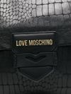 love moschino - Borsa a spalla in ecopelle nera effetto coccodrillo con logo - 3