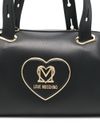 love moschino - Borsa a mano in pelle sintetica nera con logo a cuore - 2