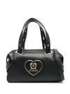 love moschino - Borsa a mano in pelle sintetica nera con logo a cuore