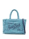 mc2 saint barth - Borsa shopping Colette celeste con frange e logo