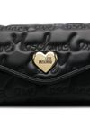 love moschino - Borsa a spalla nera con logo trapuntato e cuore - 3