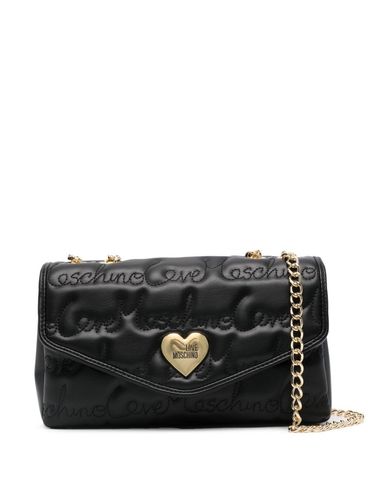 LOVE MOSCHINO - Borsa a spalla nera con logo trapuntato e cuore